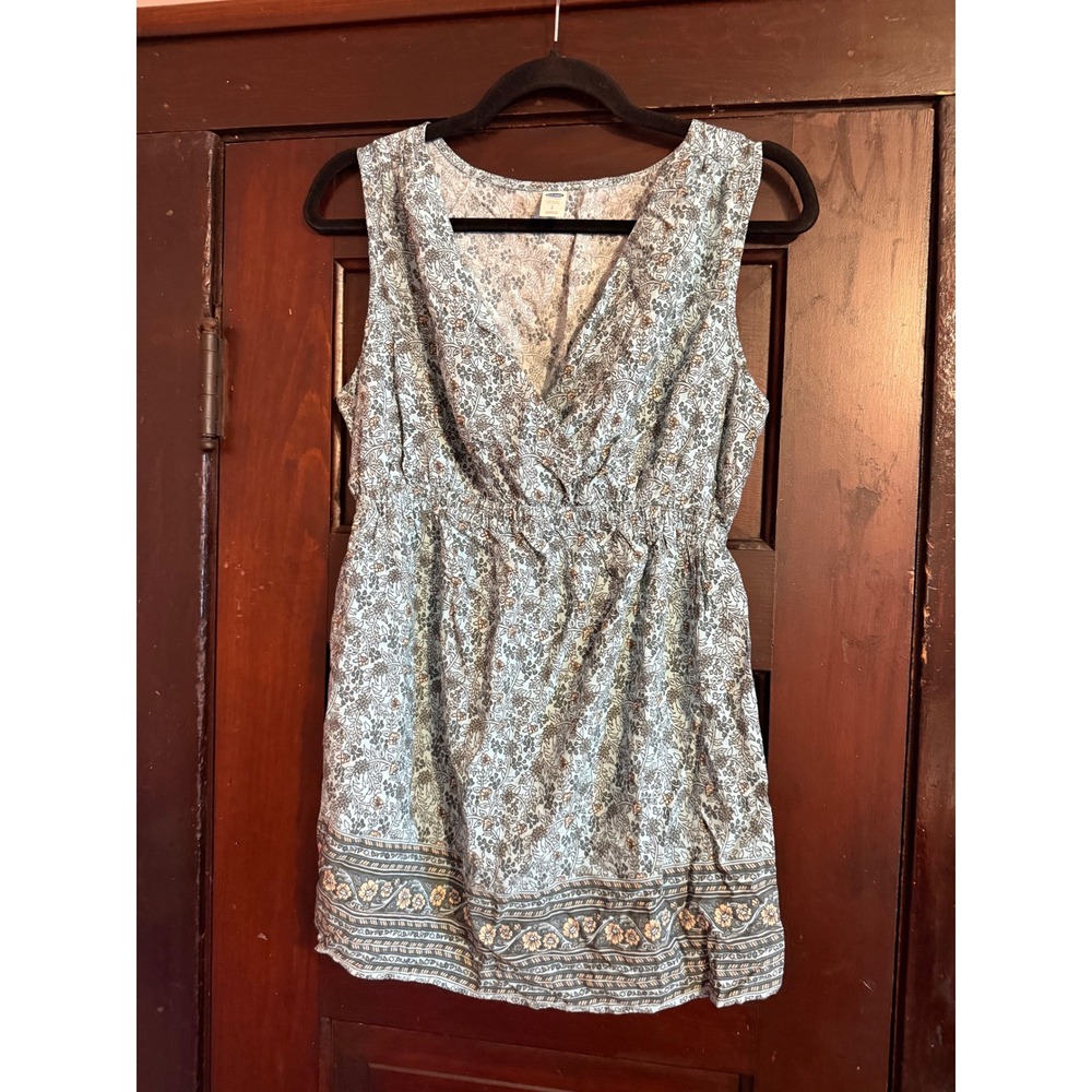 Old Navy Maternity Blue Floral Boho Surplice V-Neck Empire Waist Tank Top Small - Picture 3 of 5